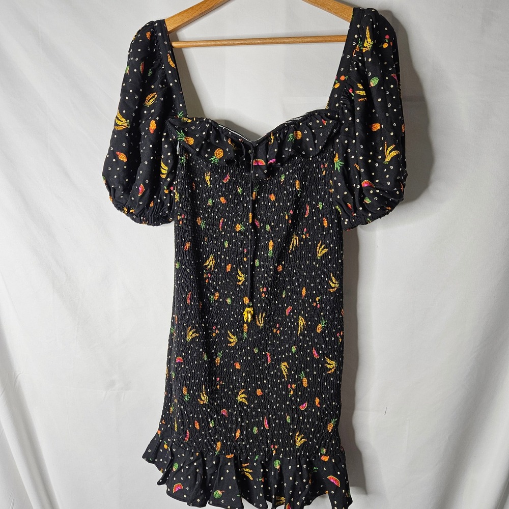 Farm‎ Rio Tiny Fruits Smocked Mini Dress sz L